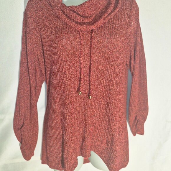 RAFAELLA Cowl Neck sweater top, burnt orange and pink blend, in size Large - Picture 7 of 16